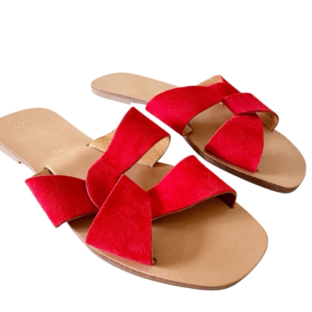 Seychelles Red Suede Slide Sandals